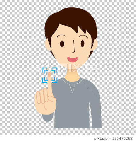 A man using his index finger for fingerprint authentication 135476262
