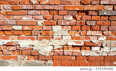 Old Red Brick Wall Texture Background 135476480