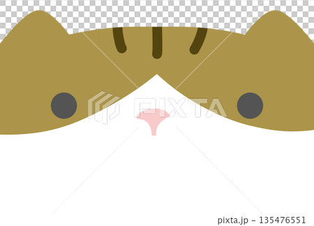 一隻棕色、條紋狀、白色相間的大臉貓的插圖 135476551