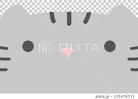 グレーのシマの猫の大きな顔のイラスト 135476555