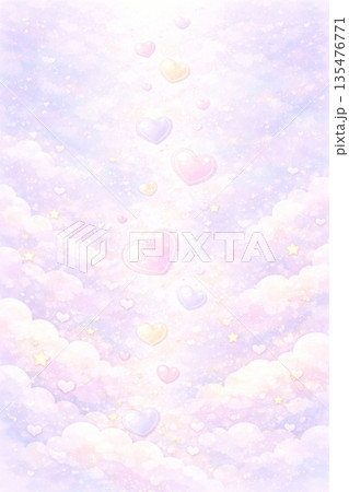 バレンタインシリーズ：昇るハートの夢かわロマンチック背景 135476771