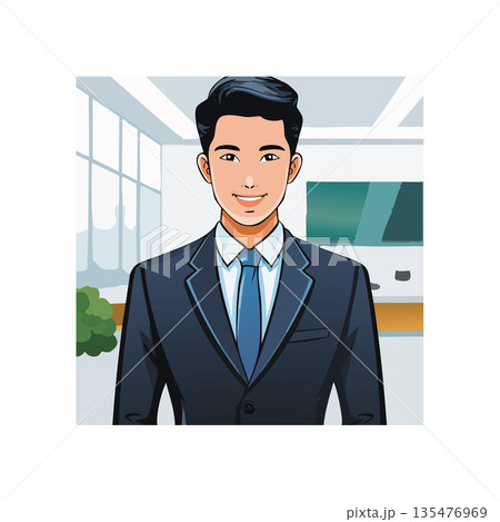 Professional Corporate Man Portrait Illustration 135476969