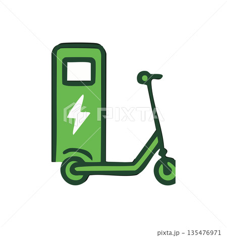 Electric Scooter Charging Station Icon 135476971