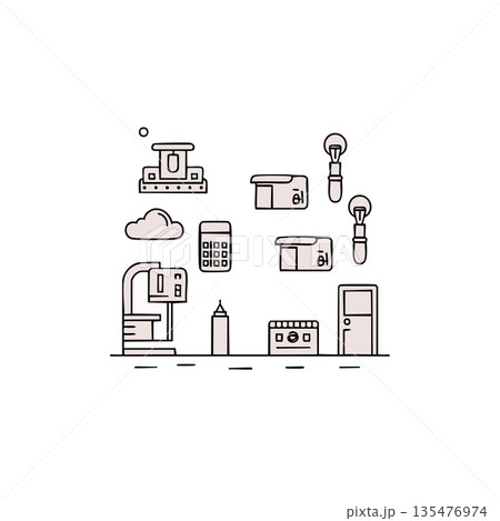 Smart Factory and Industry Line Icons 135476974