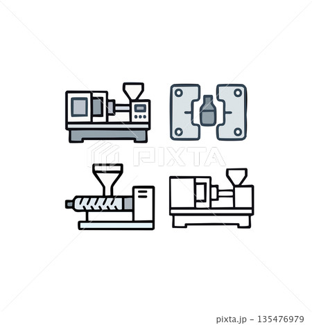 Industrial Production Process Line Icons Set Industrial Production Process Line Icons Set 135476979