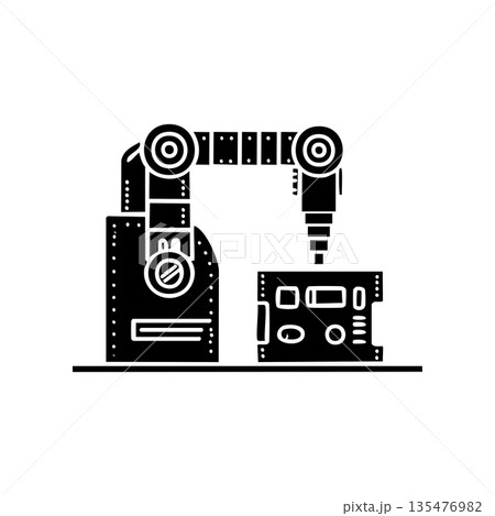 Robotic Arm Manufacturing Line Icon Robotic Arm Manufacturing Line Icon 135476982