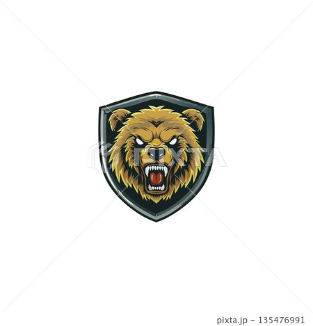Minimal Bear Mascot Logo 135476991