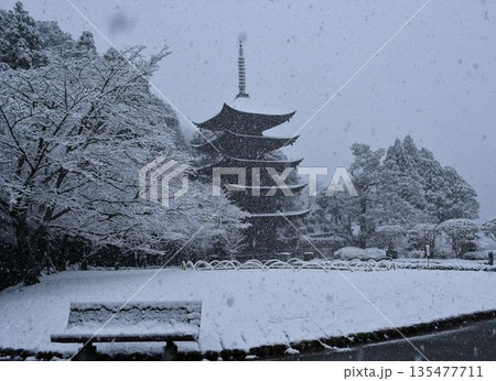 瑠璃瑠璃光寺五重塔雪景色光寺五重塔雪景色 135477711