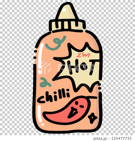 Cute Hot Chili Sauce Bottle illustration 135477735