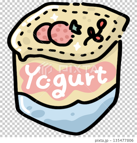Strawberry Yogurt Cup Illustration Strawberry Yogurt Cup Illustration 135477806