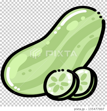 Cucumber with Slices Illustration 135477807