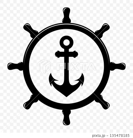 Vector Vintage Anchor and Ship Wheel. Nautical Marine Helm Icon, Retro Captain Tattoo Design, Sailing Club Logo, Maritime Adventure Emblem, Sea Navigation Symbol, Classic Ship Wheel Silhouette Vector Vintage Anchor and Ship Wheel. Nautical Marine Helm Icon, Retro Captain Tattoo Design, Sailing Club Logo, Maritime Adventure Emblem, Sea Navigation Symbol, Classic Ship Wheel Silhouette 135478185