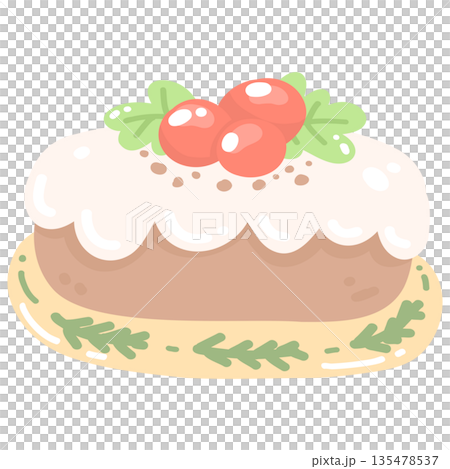 Cute Christmas Cake Illustration 135478537