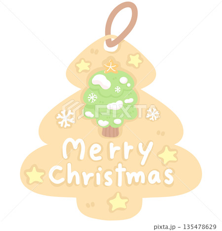 Cute Merry Christmas Tag Illustration Cute Merry Christmas Tag Illustration 135478629