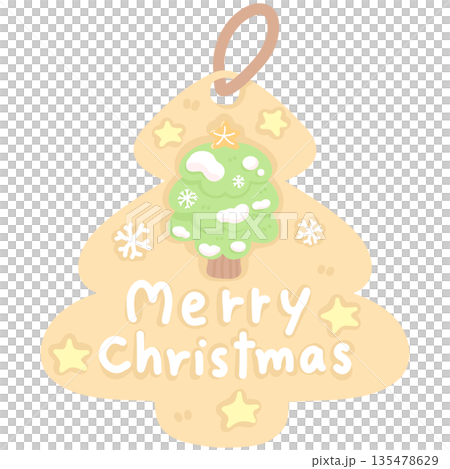 Cute Merry Christmas Tag Illustration Cute Merry Christmas Tag Illustration 135478629