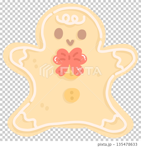 Cute Gingerbread Cookie Illustration 135478633