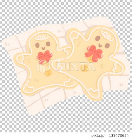 Cute Gingerbread Cookies on Tray Illustration 135478634