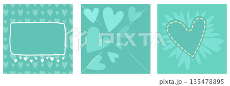 Cyan Valentines day geometric background collection. Valentines day turquoise poster, social media post layout, quiz backdrop, square banner design template set. Vector wedding background Cyan Valentines day geometric background collection. Valentines day turquoise poster, social media post layout, quiz backdrop, square banner design template set. Vector wedding background 135478895