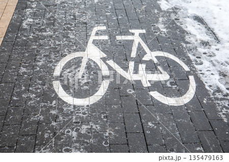White Graphic Depicting Pathway for Riders on Frozen Ground 135479163