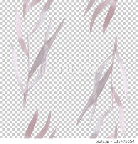 Seamless grass wallpaper pattern with flowing botanical stems in muted blush and grey neutral tones, elegant repeating design for interior walls, home decor, modern spaces, calm minimalist 135479554