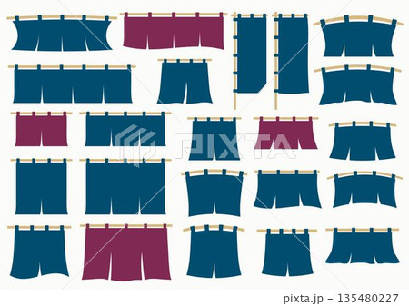 おしゃれな暖簾のイラスト素材セット 135480227