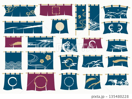 おしゃれな暖簾のイラスト素材セット 135480228
