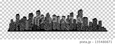 black and white city silhouette without background black and white city silhouette without background 135480871