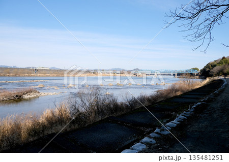 岐阜県可児市_木曽川渡し場遊歩道(かぐや姫の散歩道)からの木曽川7_2025年3月 135481251