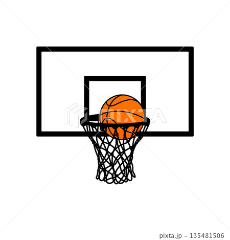 Basketball hoop with net and ball without background	 135481506