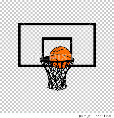 Basketball hoop with net and ball without background	 135481506