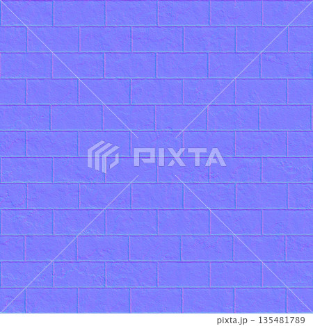 Modern Clean Rectangular Brick Wall Normal Map for 3D 135481789