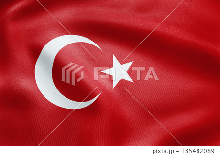 Turkey national flag with red field and white crescent star Turkey national flag with red field and white crescent star 135482089