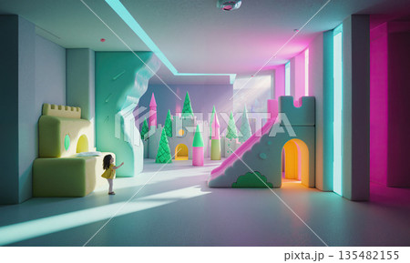 Transforming Children's Playroom. A child's room where the walls and floor are made of soft, programmable smart-matter that can morph 135482155