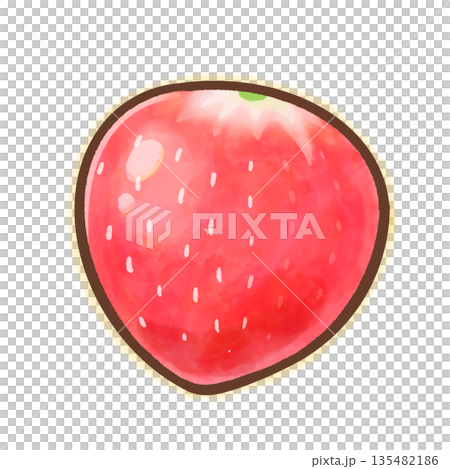 Single strawberry without stem / cute watercolor fruit illustration 135482186
