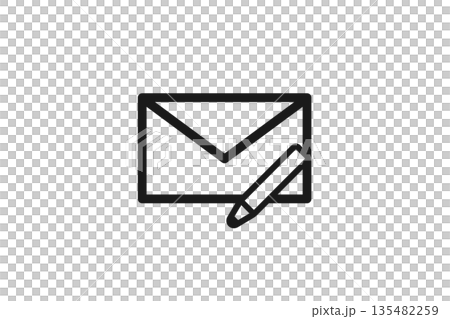 下書きや編集を示す封筒とペンの線画アイコン素材 135482259