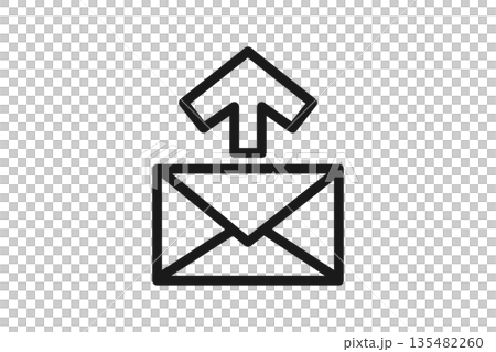 信封圖標，帶箭頭，表示發送電子郵件 135482260