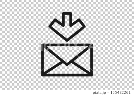 メール受信を表す矢印付き封筒の線画アイコン素材 メール受信を表す矢印付き封筒の線画アイコン素材 135482261