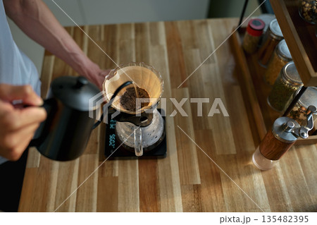 Coffee morning concept, coffee drip process at home Coffee morning concept, coffee drip process at home 135482395