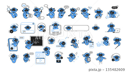 Cute Robotic Character in Various Activities 135482609