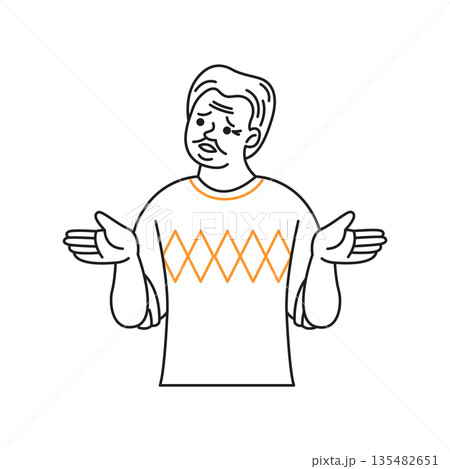 Illustration of Person Shrugging in Confusion Illustration of Person Shrugging in Confusion 135482651