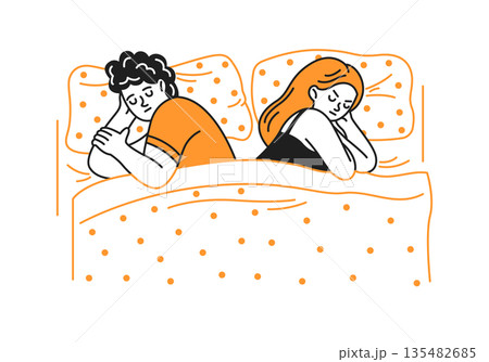 Couple Sleeping Back to Back Illustration 135482685