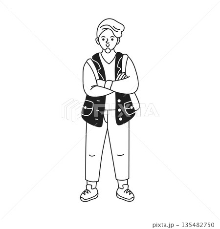 Stylish Young Man in Casual Outfit Illustration Stylish Young Man in Casual Outfit Illustration 135482750
