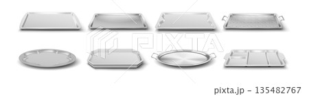 Set of Eight Different Metal Trays in Various Shapes Set of Eight Different Metal Trays in Various Shapes 135482767