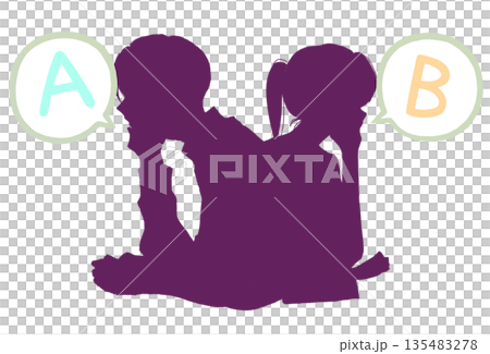 すれ違う男女 AとB シルエット すれ違う男女 AとB シルエット 135483278