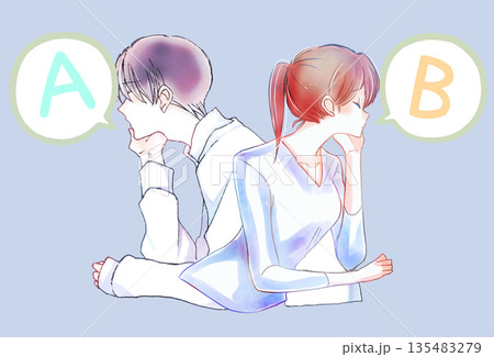 すれ違う男女　AとB 135483279