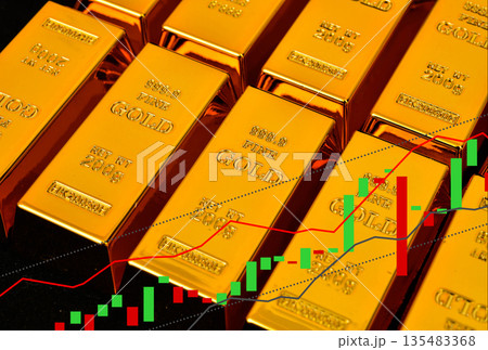 Gold Bars and candlestick chart background ,investment and business concept Gold Bars and candlestick chart background ,investment and business concept 135483368