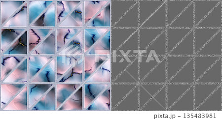 Seamless pattern of pink marble surface. Polished marble via an alpha channel. Seamless pattern of pink marble surface. Polished marble via an alpha channel. 135483981