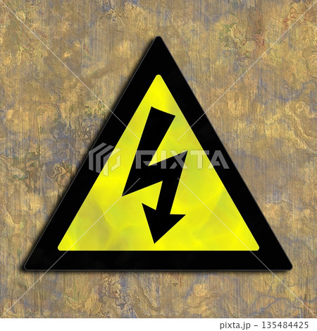 Black lightning bolt arrow yellow triangle. High resolution photo filter. Black lightning bolt arrow yellow triangle. High resolution photo filter. 135484425