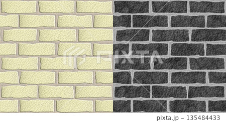 Seamless pattern of clay brick wall. Hi-res texture. Brick background via an alpha channel. 135484433