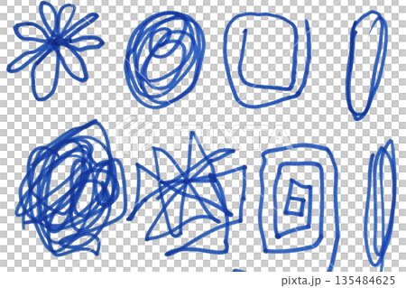 Numerous dynamic strokes symbolizing the chaos, confusion, and complexity of human emotions and thoughts. A set of hand-drawn strokes 135484625